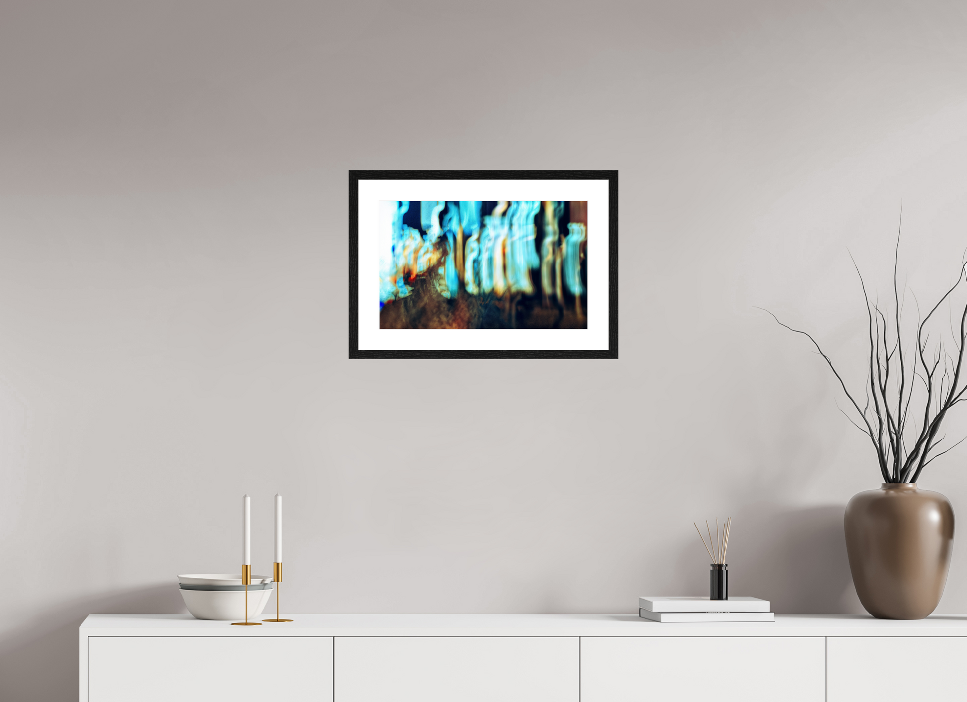 48.2 x 30 cm, 4 Black Frame: White Mat Wandering Vibrations