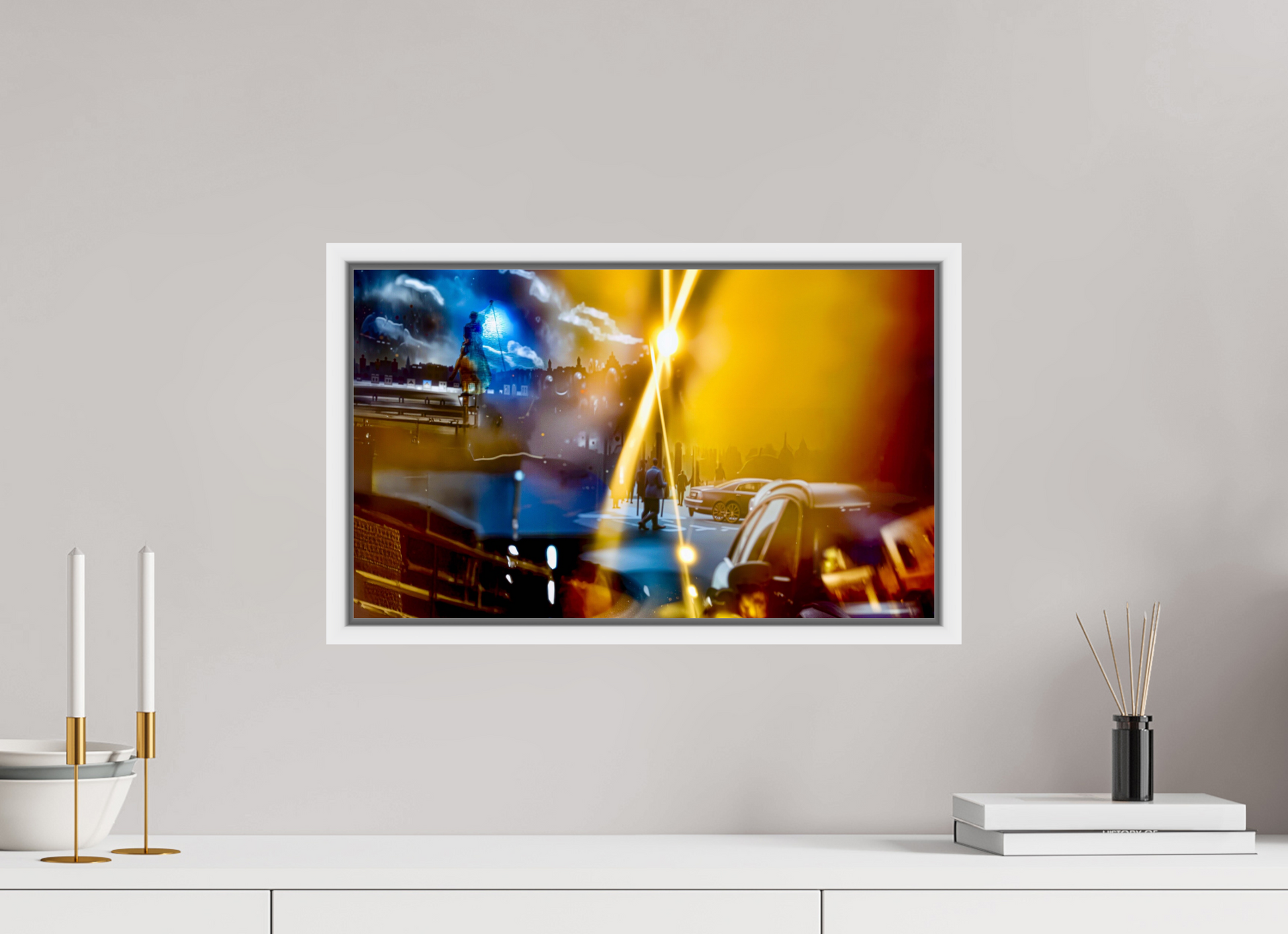 50 x 30 cm, 9 White American Box The Passage of Golden Shadows