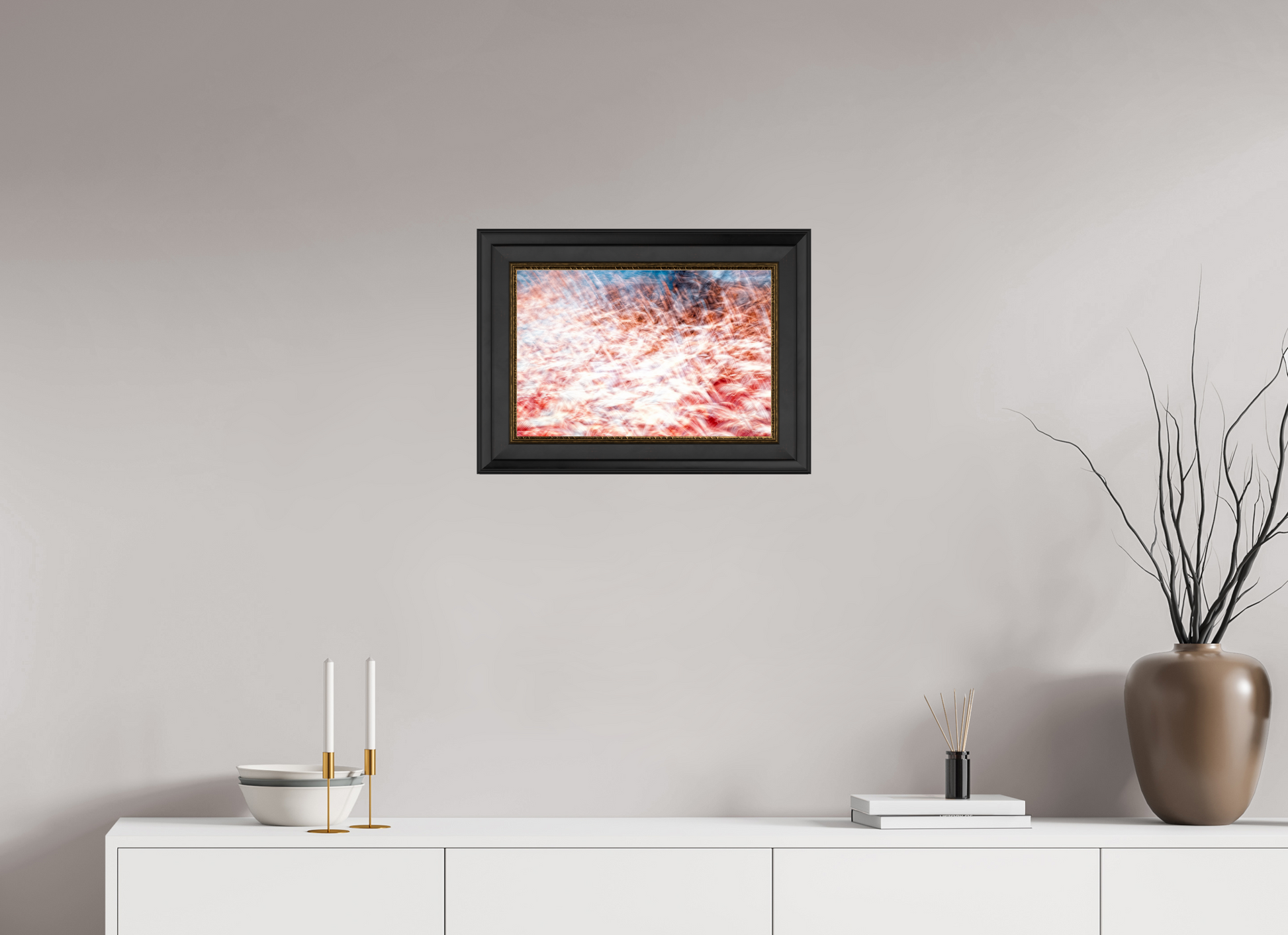 45 x 30 cm, 11 Black-Gold Frame The Sea of Red Feathers