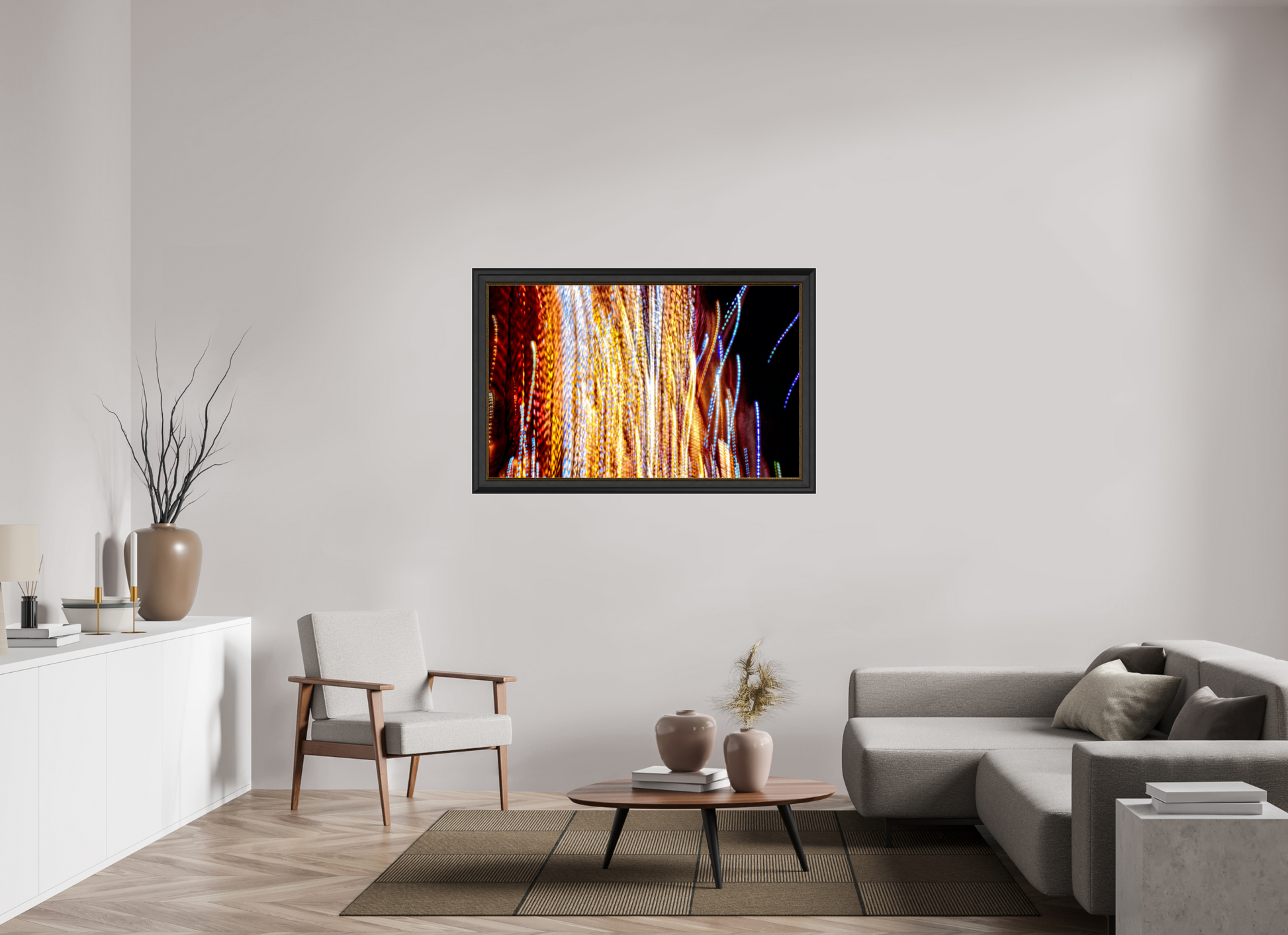 128 x 80 cm, 11 Cadre Noir-Or Ode aux filaments célestes