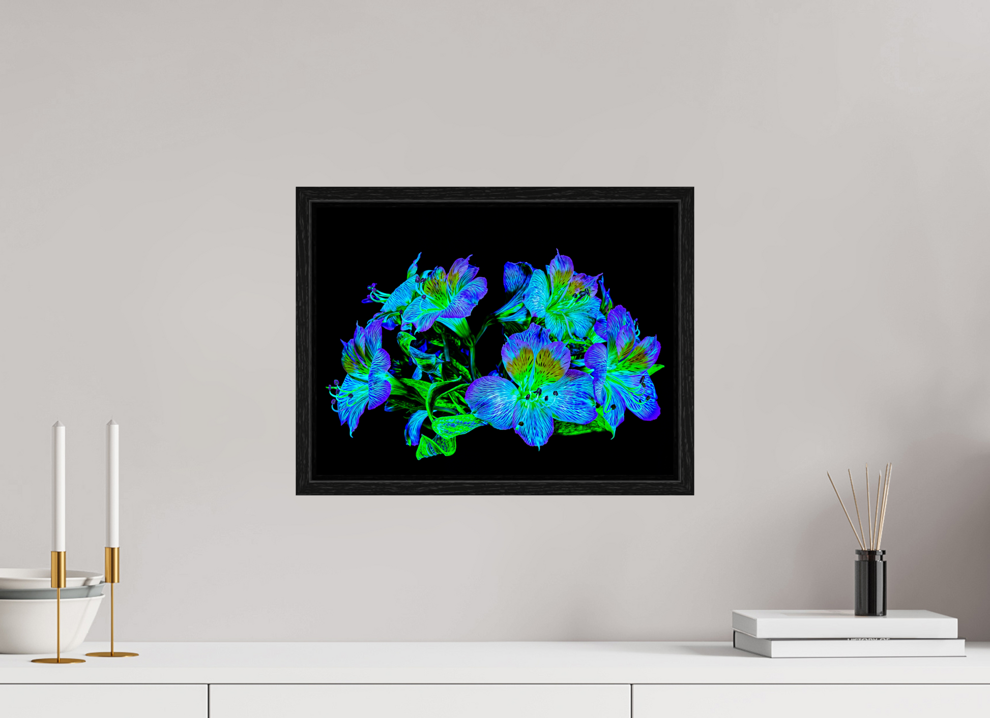 40 x 30 cm, 8 Caisse américaine Noire Constellation Florale