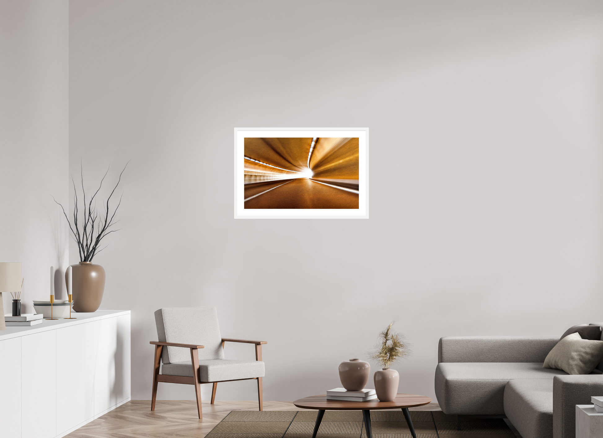 80 x 50 cm, 6 White Frame: White Mat Passage to eternal light