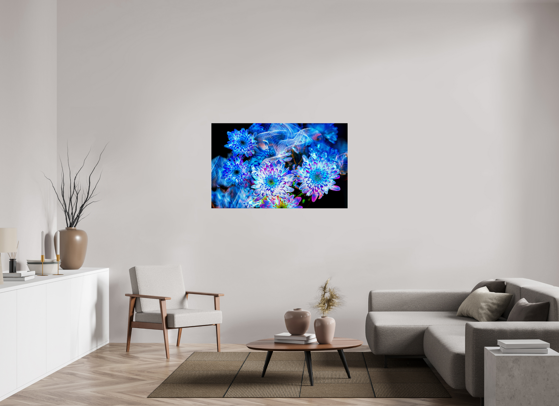 128 x 80 cm, 3 Photo print under acrylic glass Blooms in the celestial current
