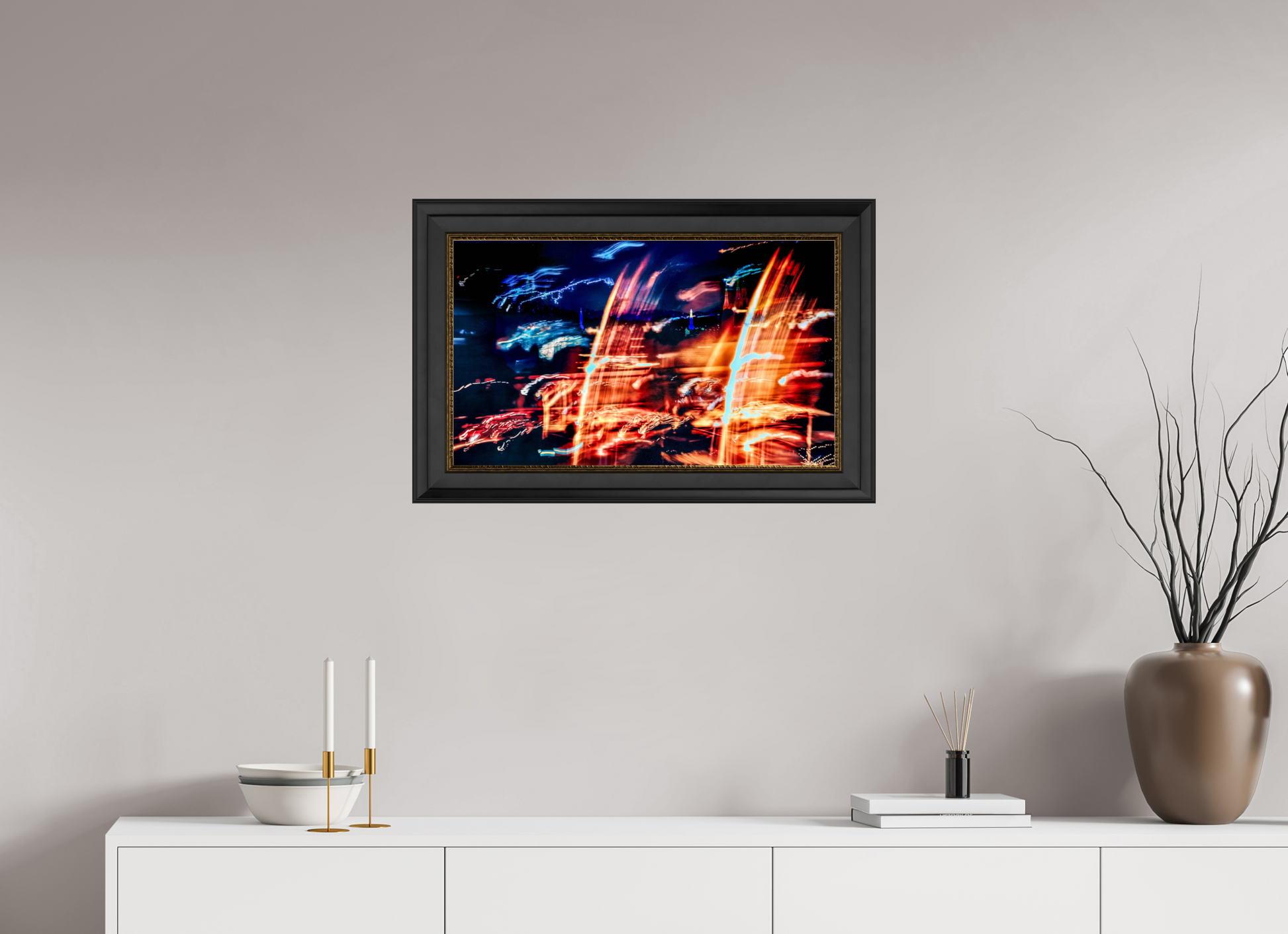 66.7 x 40 cm, 11 Black-Gold Frame The Waves of the Invisible Sky