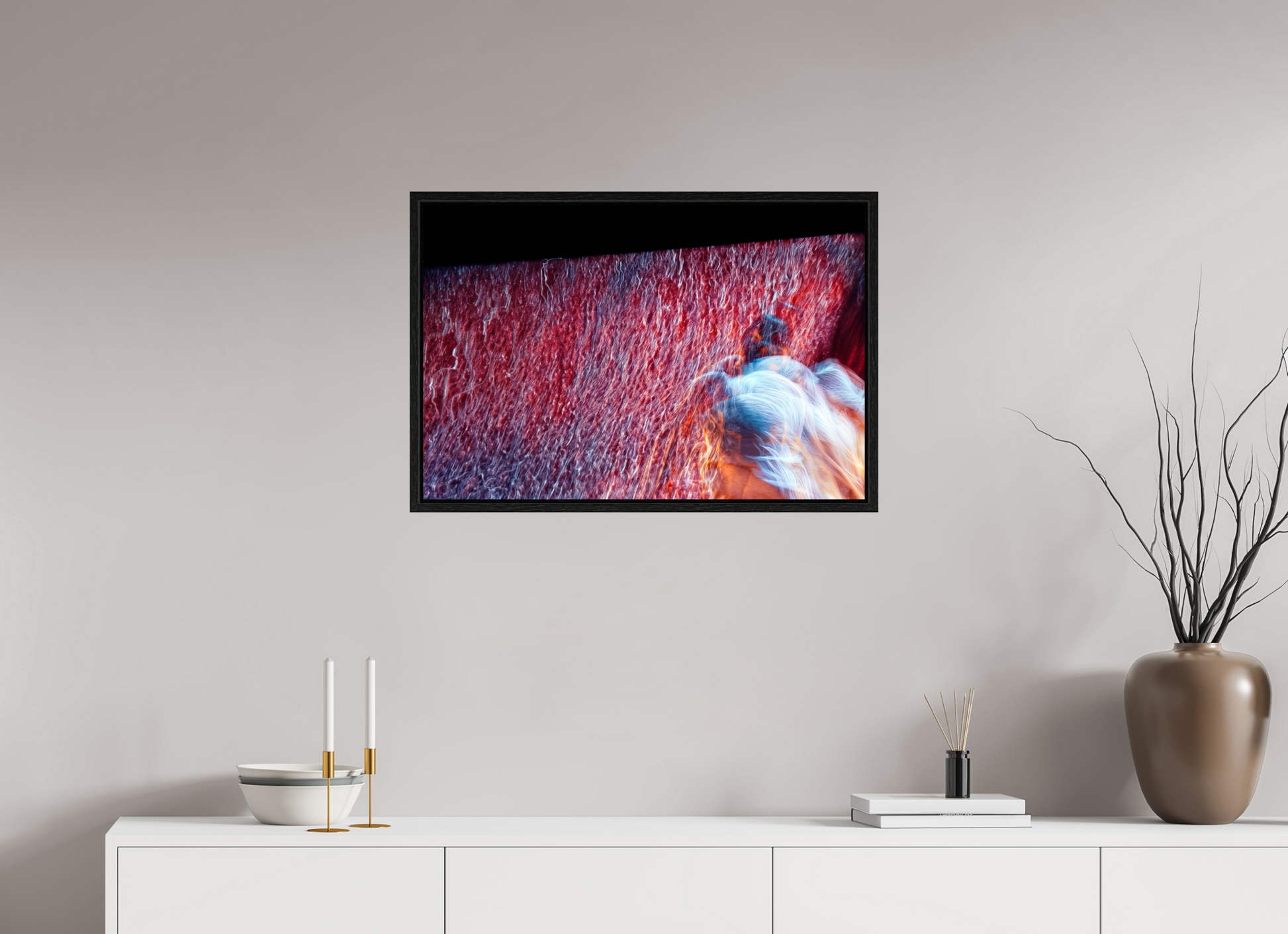 75 x 50 cm, 8 Black American Box Where fire turns into rain