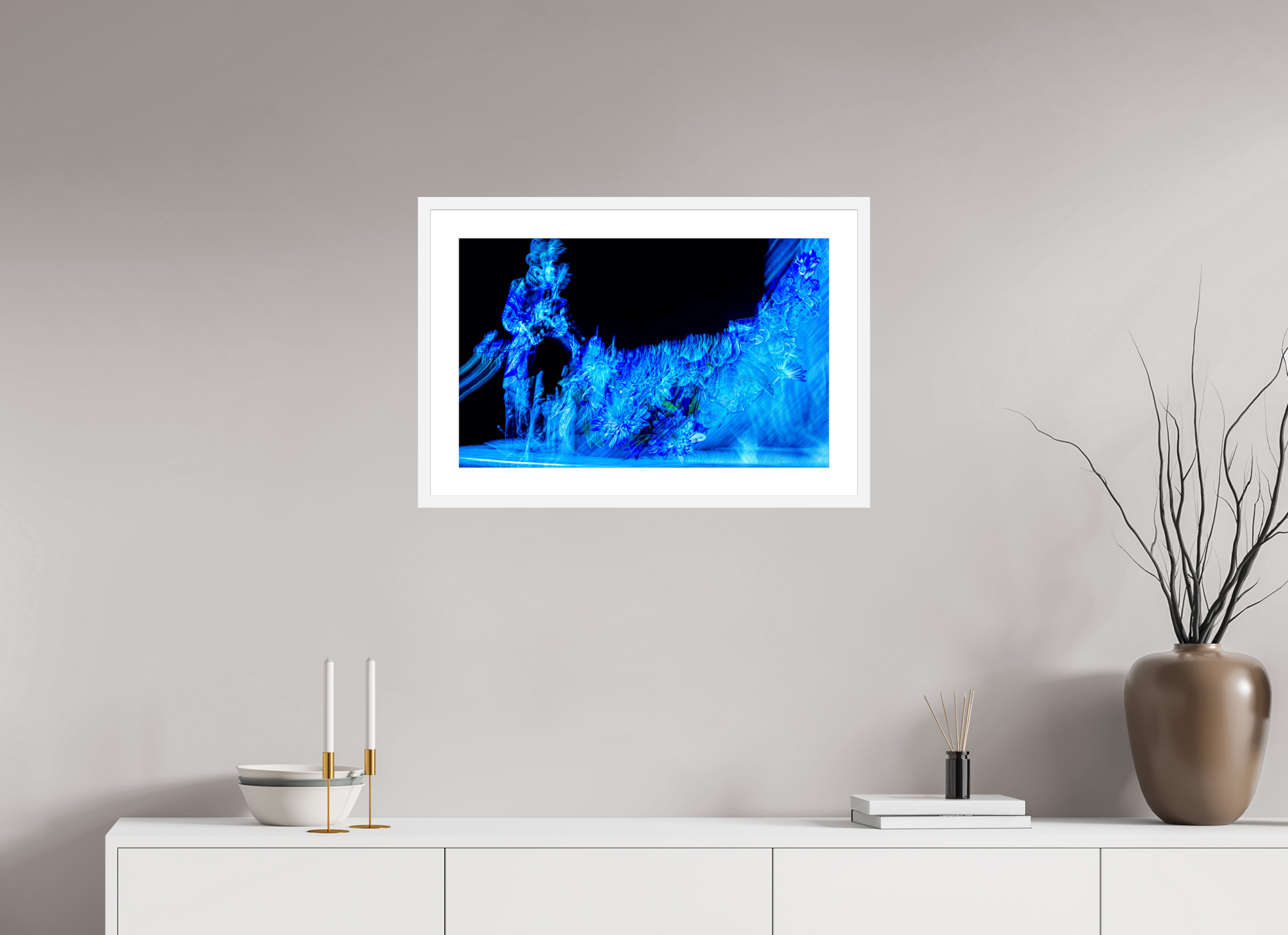 64 x 40 cm, 6 Cadre Blanc : Passe-Partout Blanc Fleurs nées d’une note suspendue