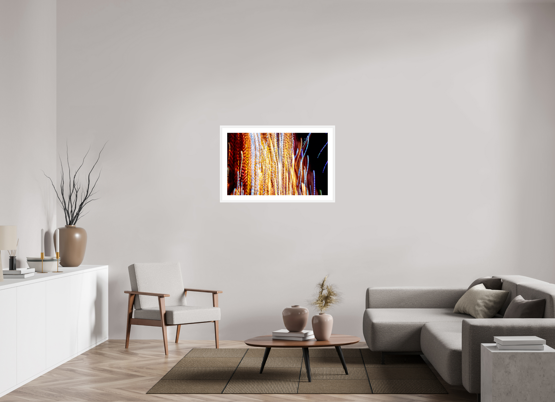 96 x 60 cm, 6 Cadre Blanc : Passe-Partout Blanc Ode aux filaments célestes