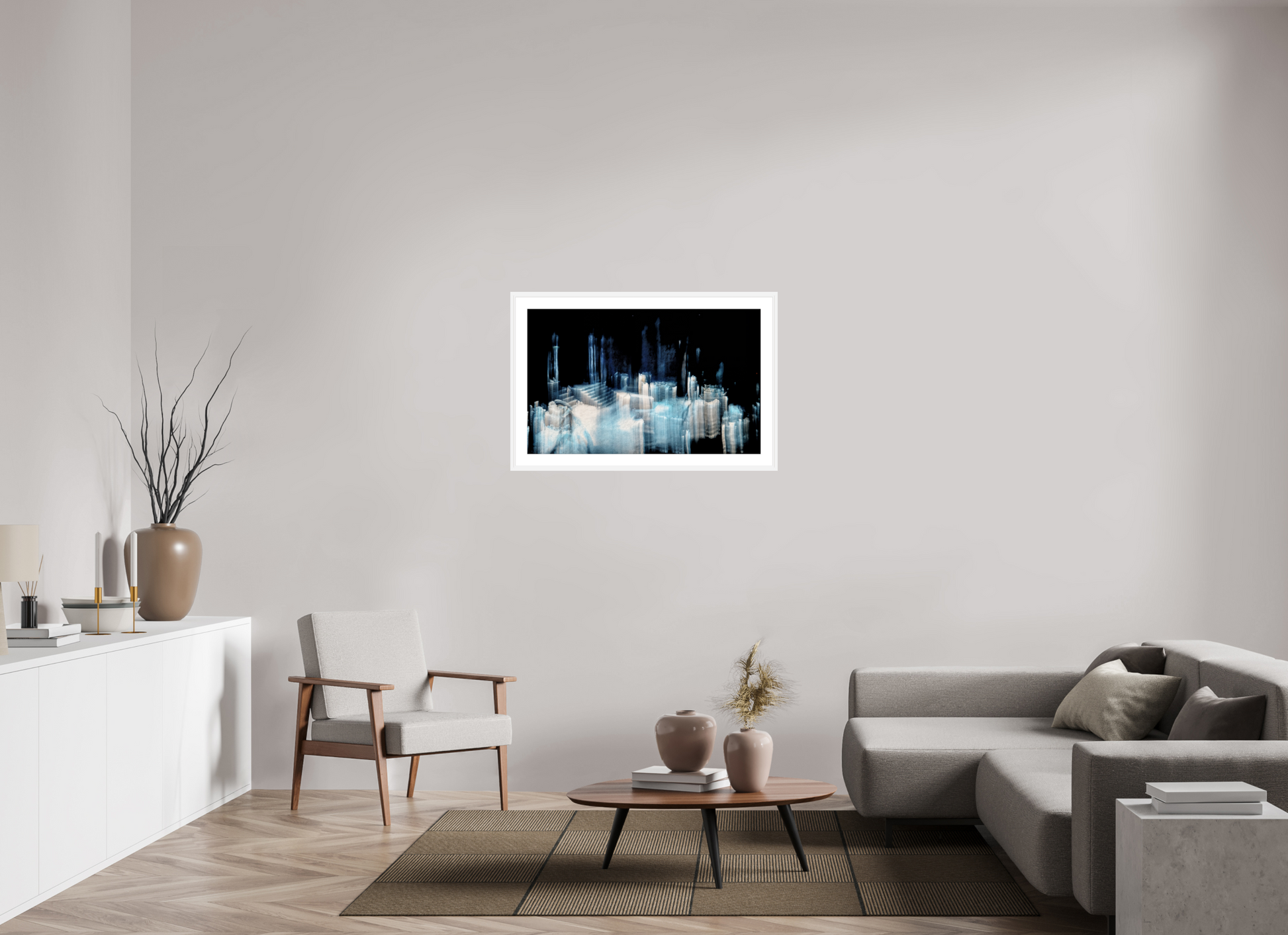 96 x 60 cm, 6 Cadre Blanc : Passe-Partout Blanc Cathédrale de glace brisée