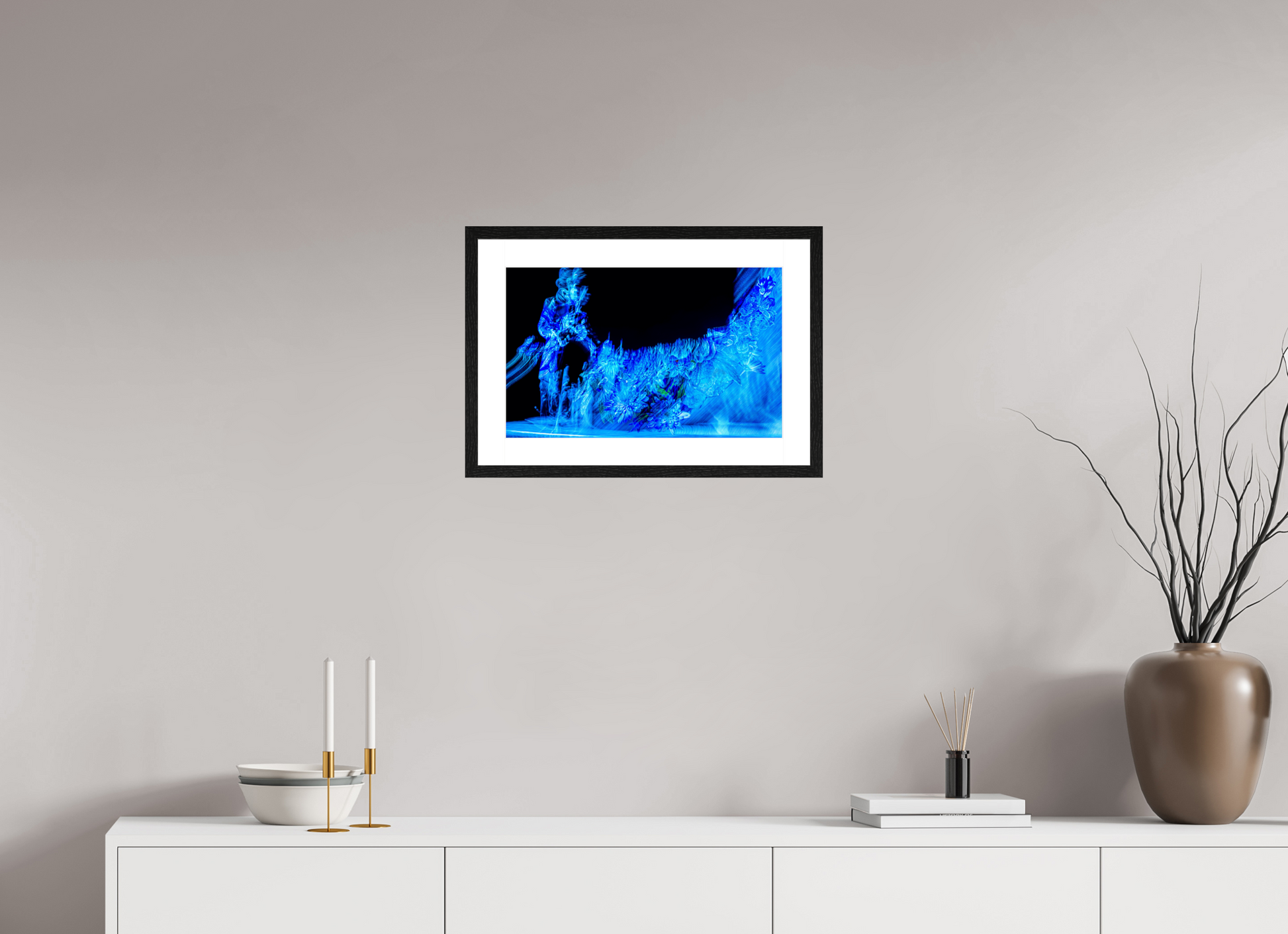 48 x 30 cm, 4 Cadre Noir : Passe-Partout Blanc Fleurs nées d’une note suspendue