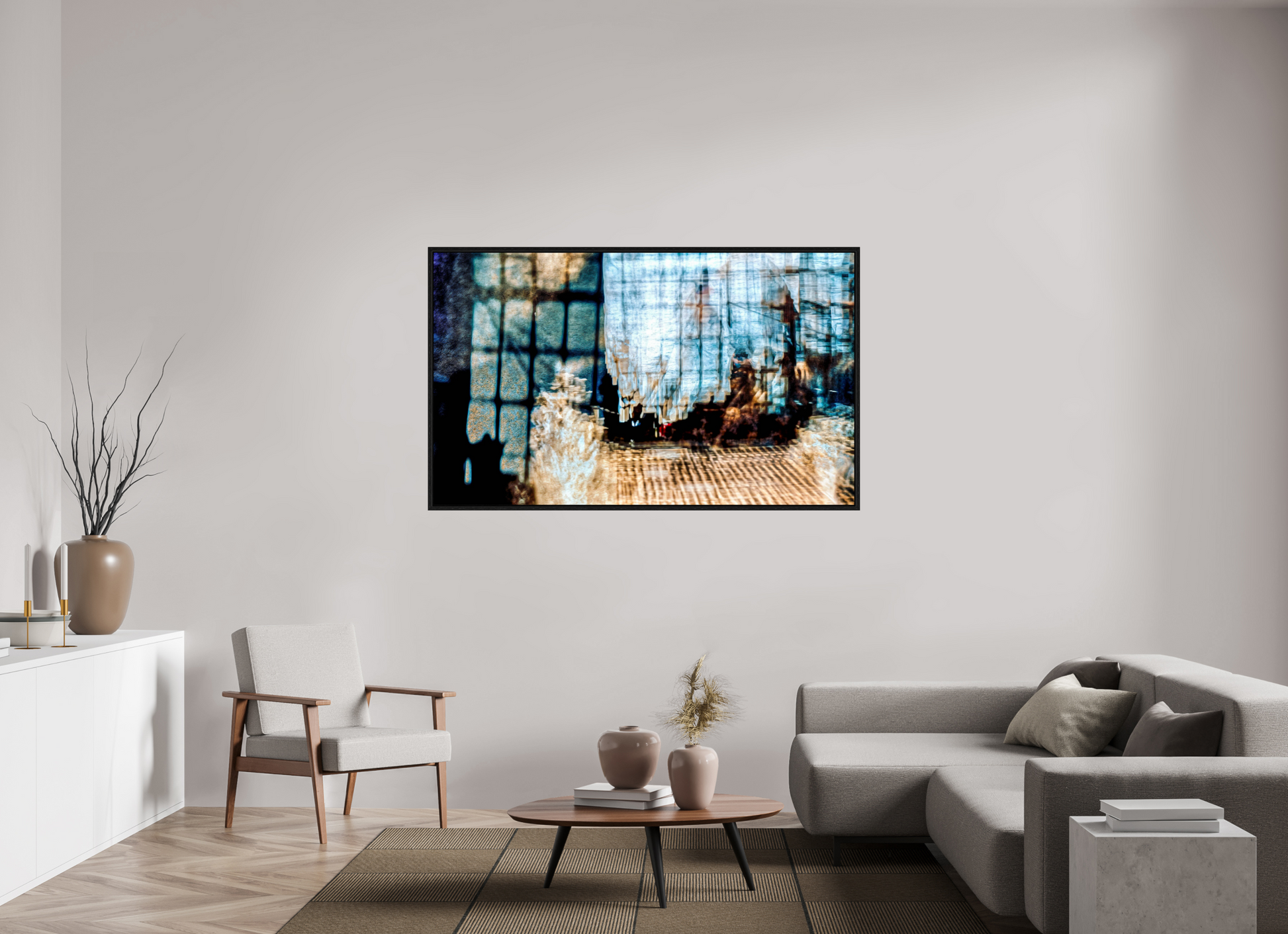 166.8 x 100 cm, 8 Black American Box Reflection of a World in Suspension