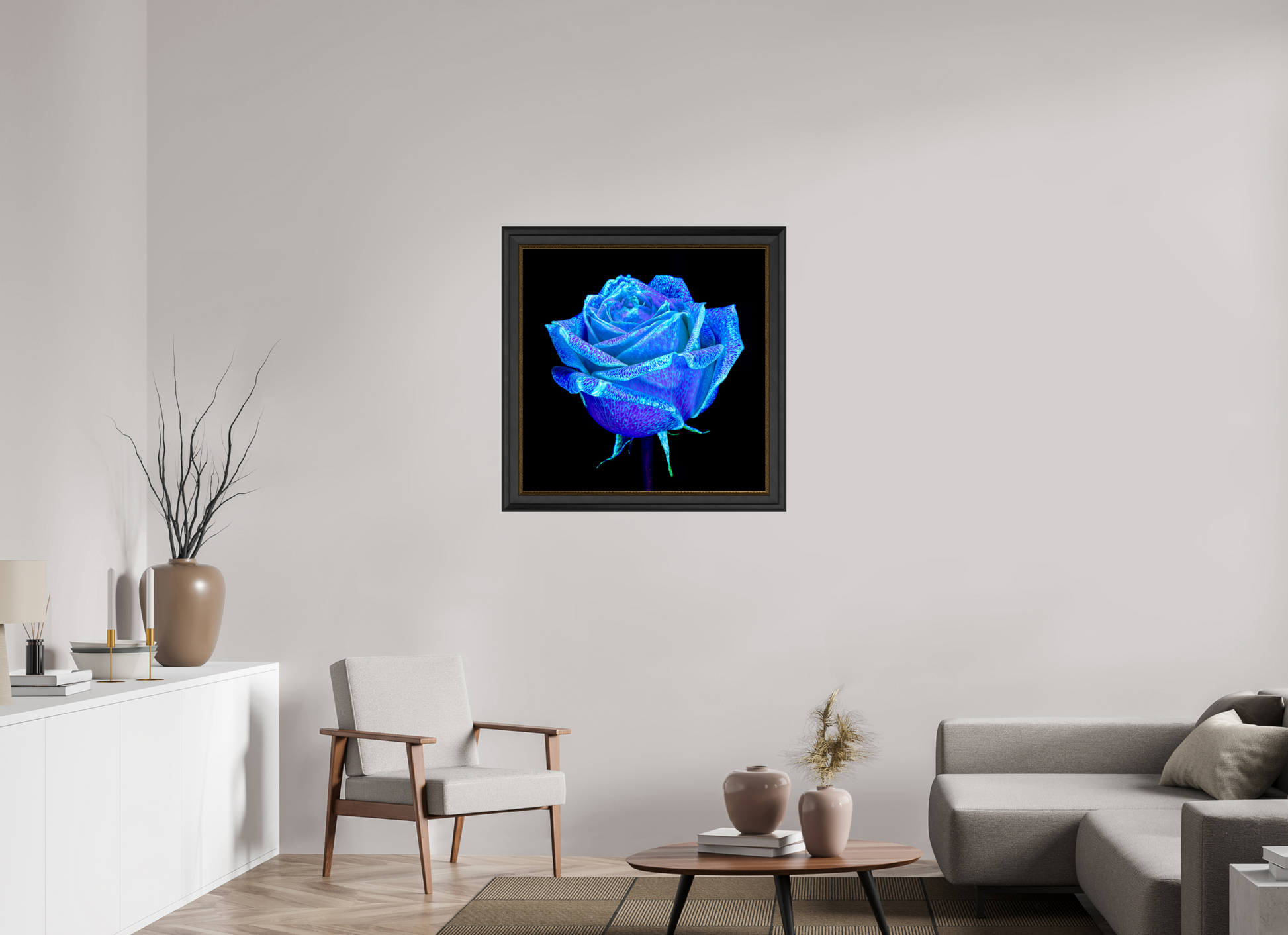 80 x 80 cm, 11 Black-Gold Frame The Rose That Dreamed of the Sky